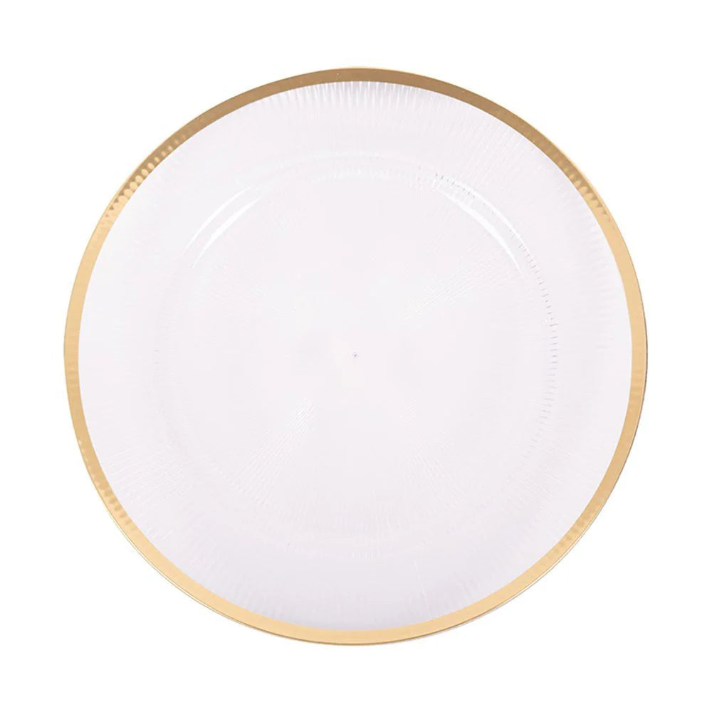Gloss Metallic Rim Charger Plate Plastic