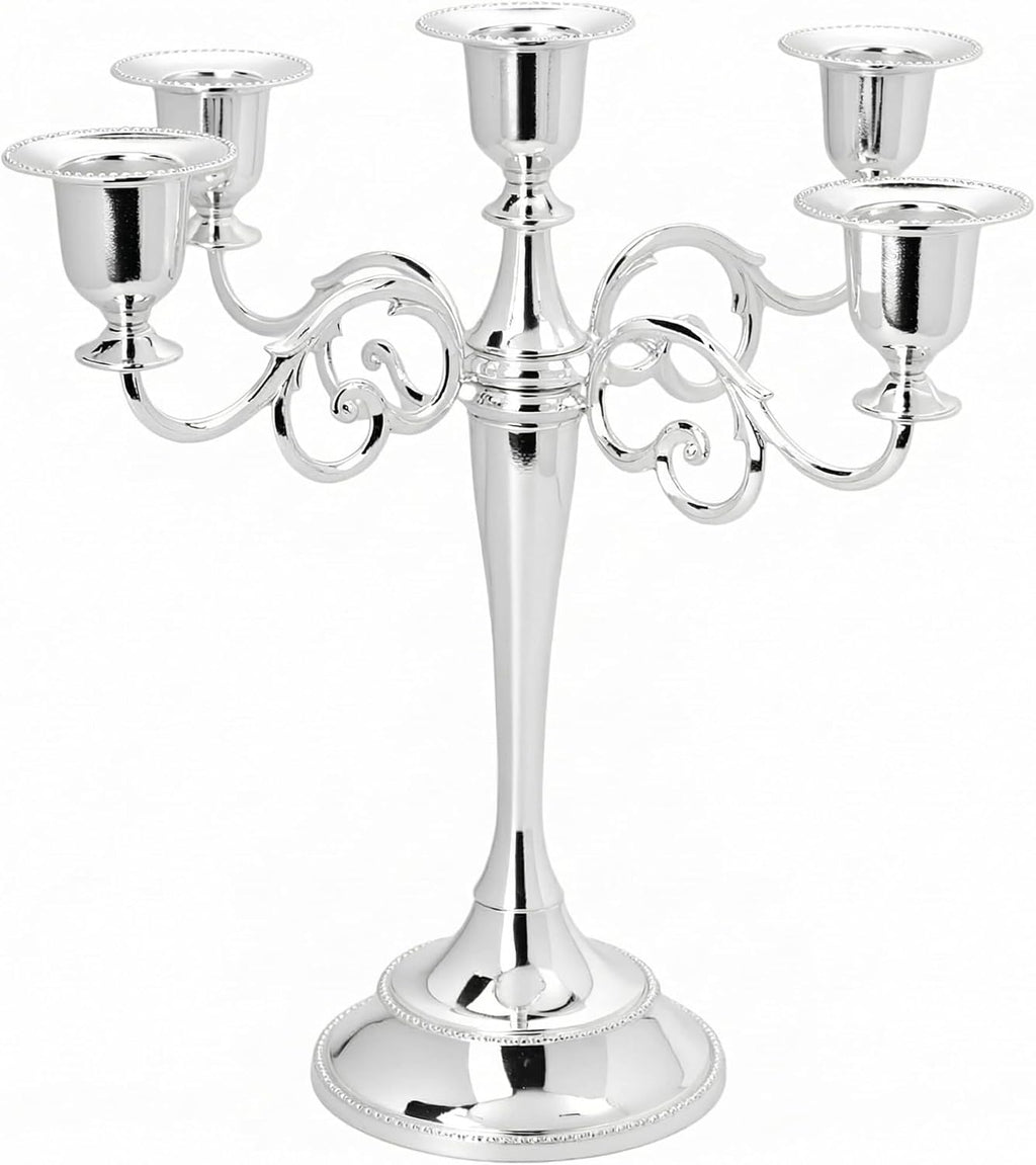 Silver 5 Arm Candelabra - 30cm