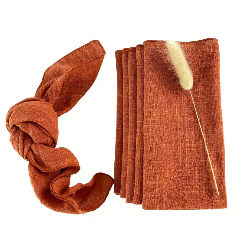 Rustic Orange Cheesecloth Napkin