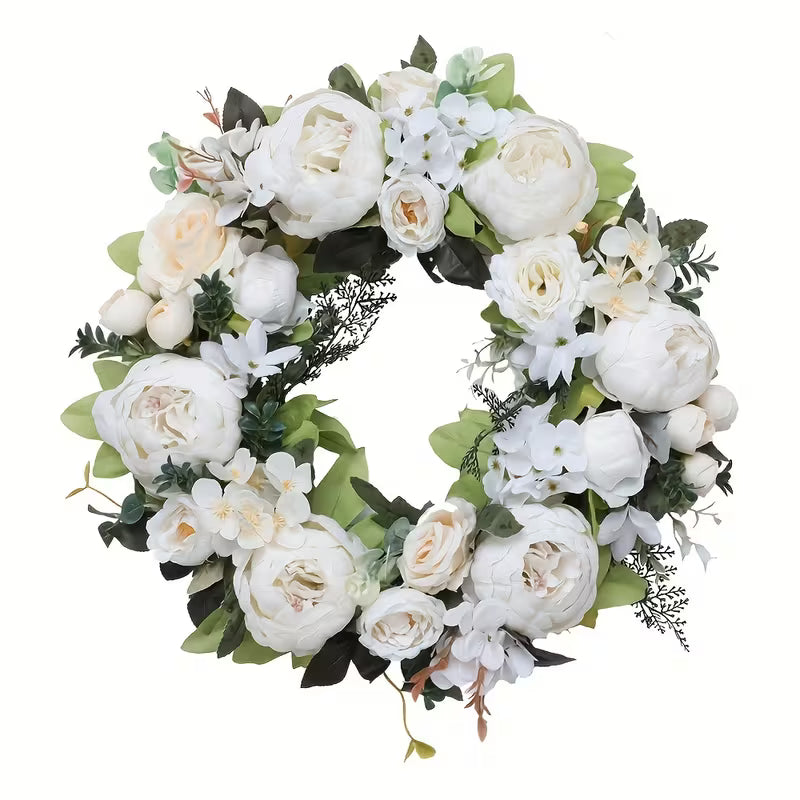 Artificial Peony Wreath - 45cm